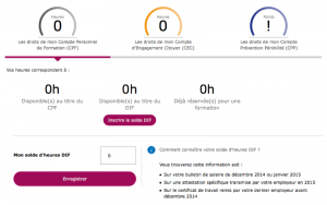 Menu du Compte personnel de formation